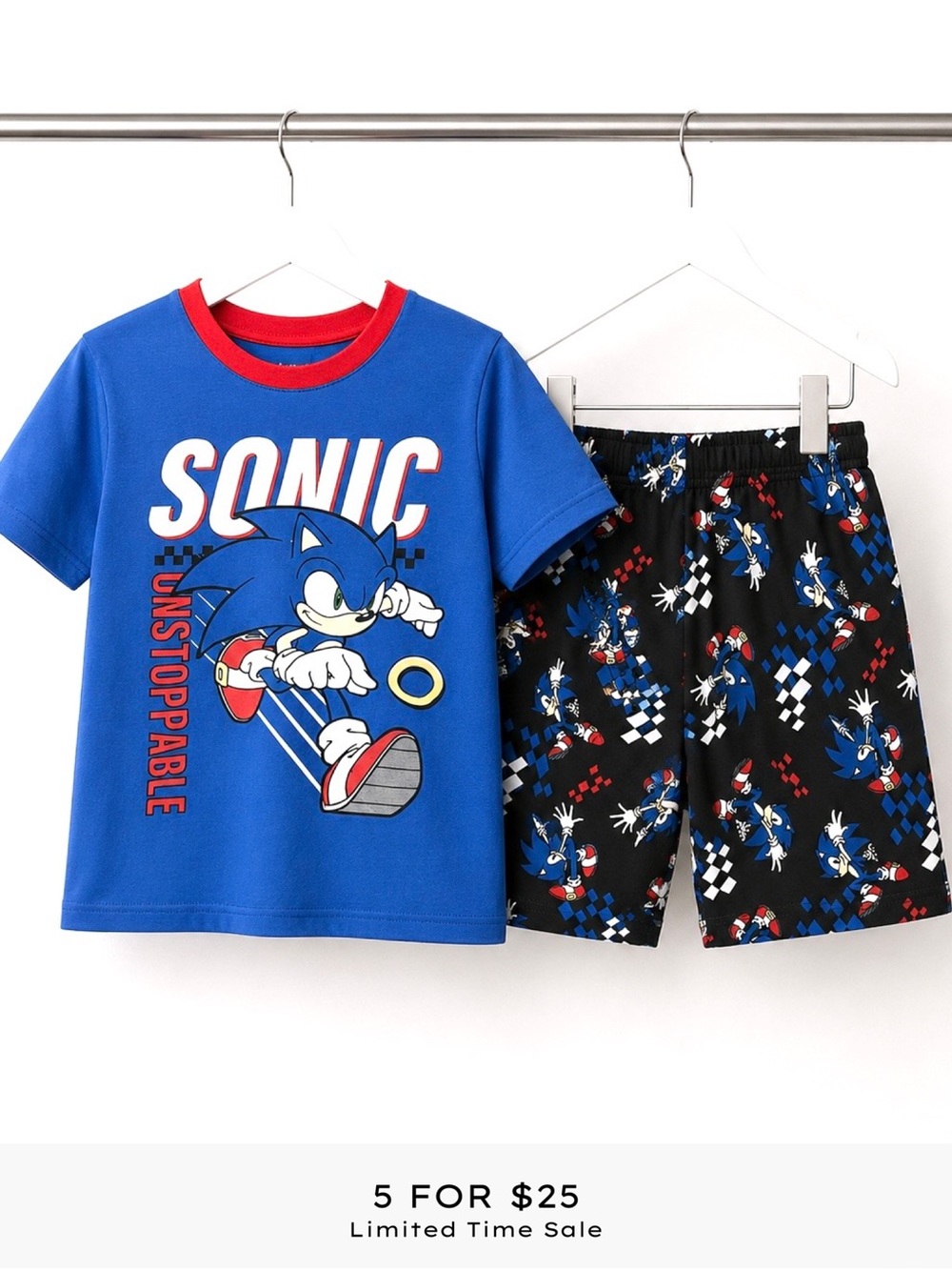 Official Sonic the Hedgehog Boys Summer Pajama Set Size Large 10/12